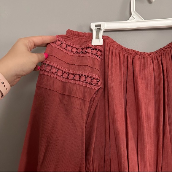 Off Shoulder Pink/Orange Romper - Picture 6 of 7